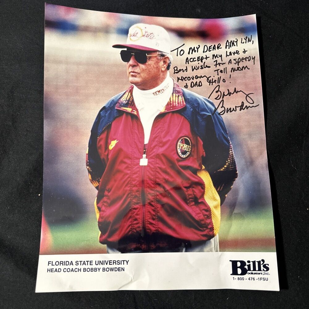 BOBBY BOWDEN signed FLORIDA STATE COACH Personalized Autograph!! FSU Letterhead